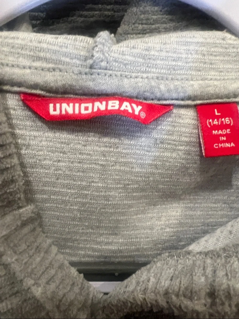 UNIONBAY Men's Ribbed Crewneck Hoodie in Heather Gray